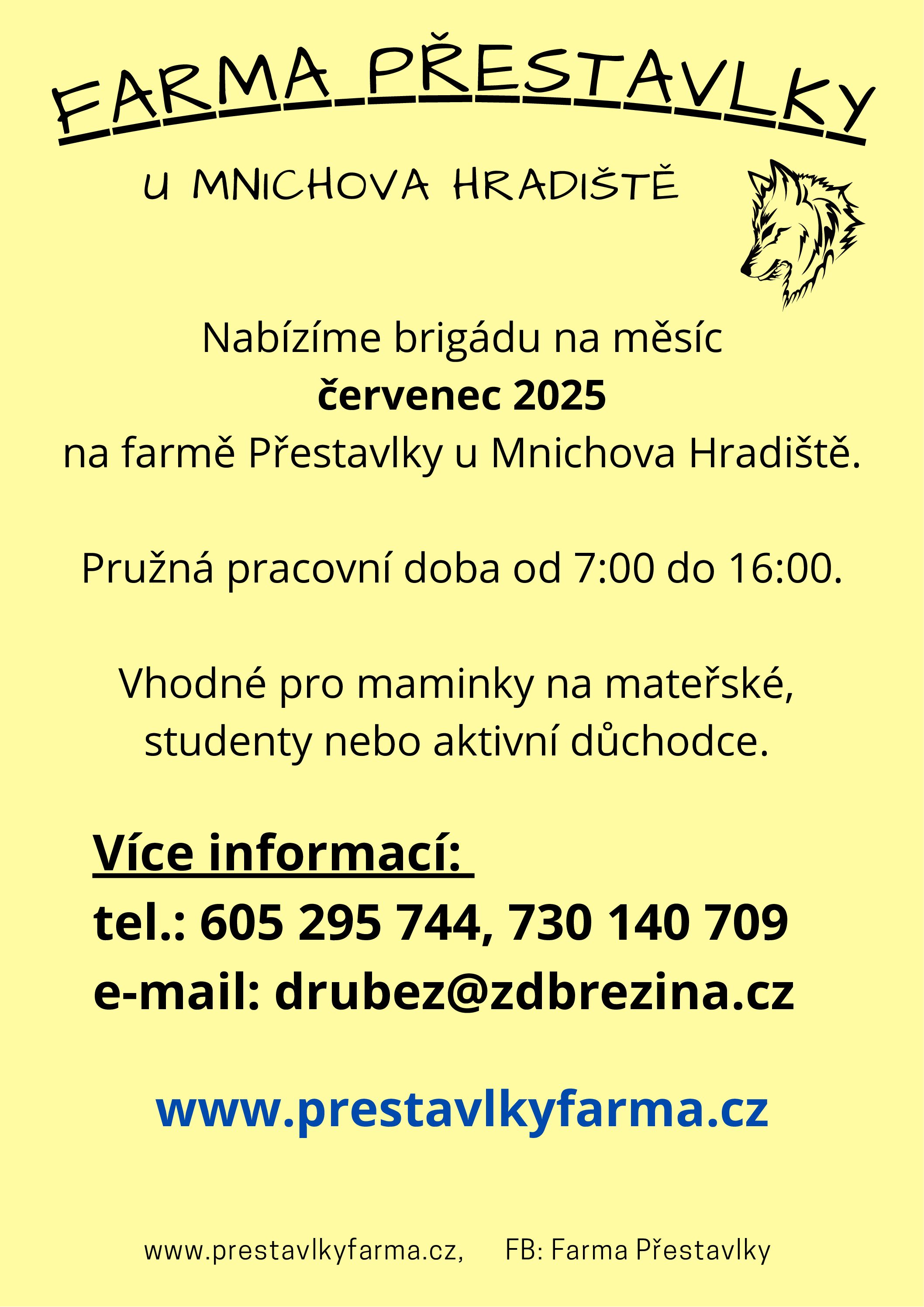 Nabízíme brigádu na měsíc červenec 2025